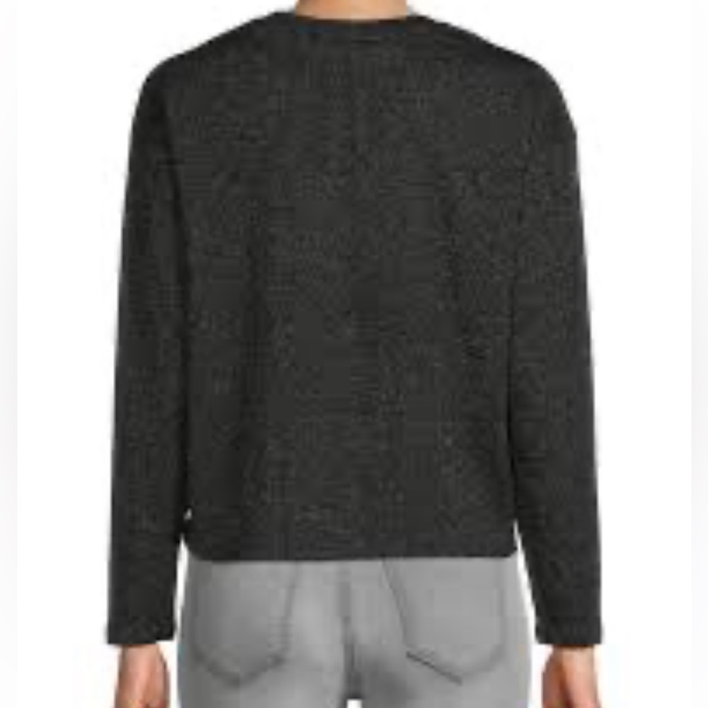 Time & Tru Heather Gray Rib Knit Cropped Relaxed Fit Sweater V Neck XL NWT - Picture 2 of 8